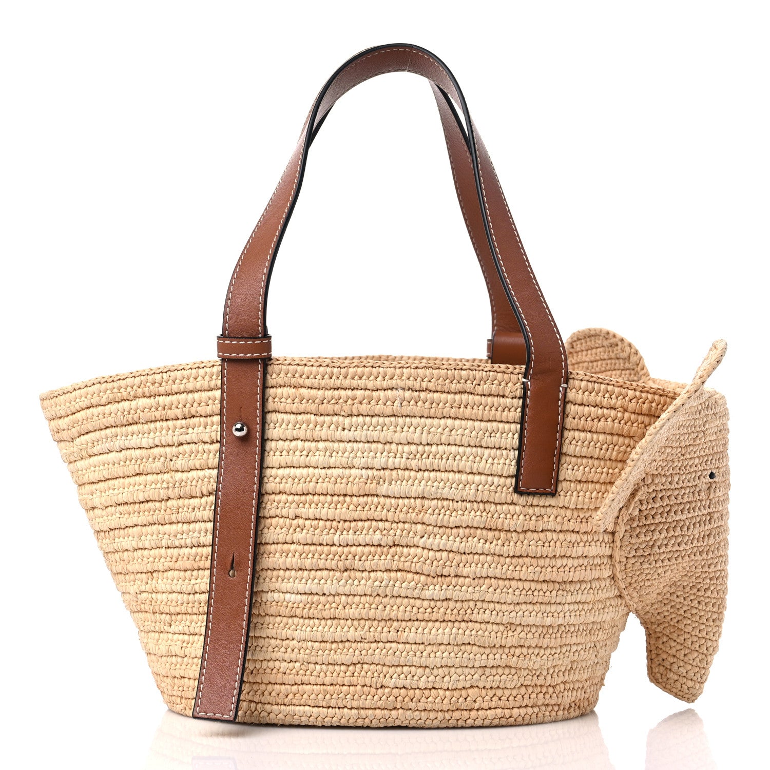 Loewe Raffia Small Elephant Basket Tote Bag Natural Tan 3 of 12