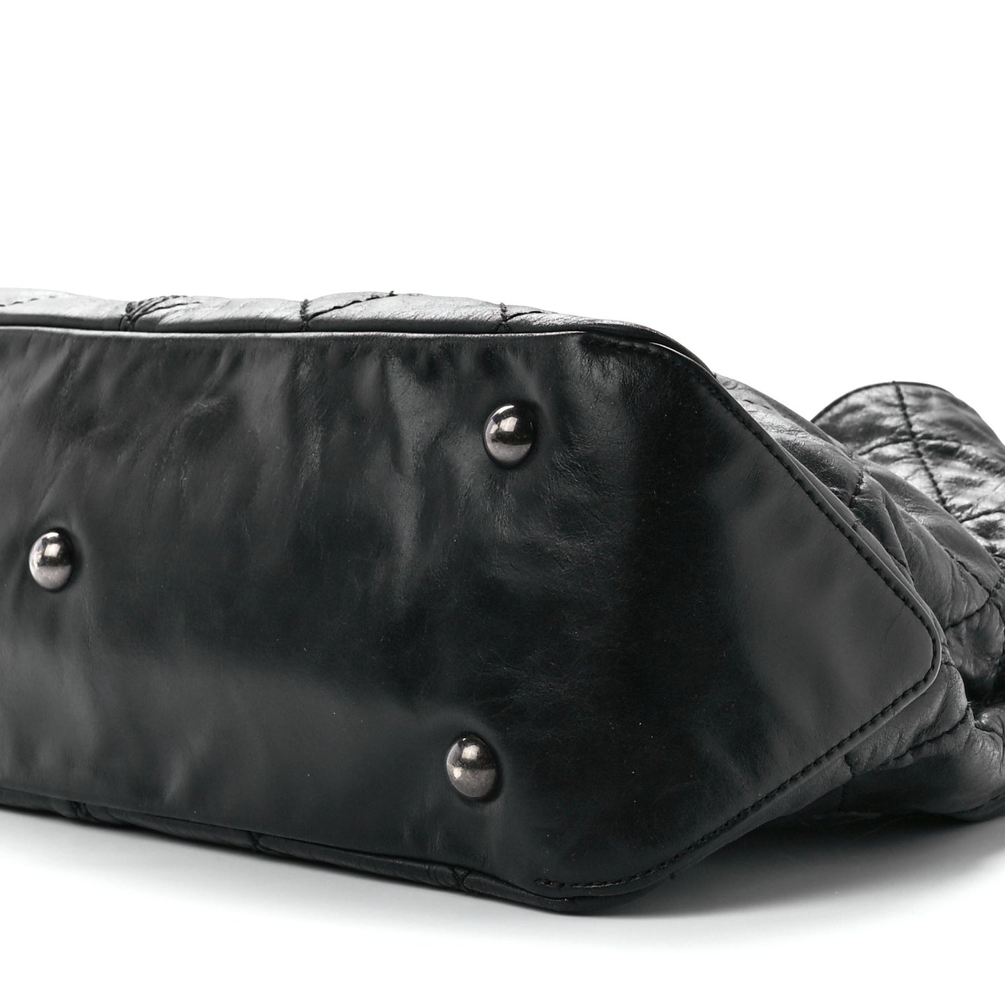 Aged Calfskin Quilted Coco Supple Hobo Black