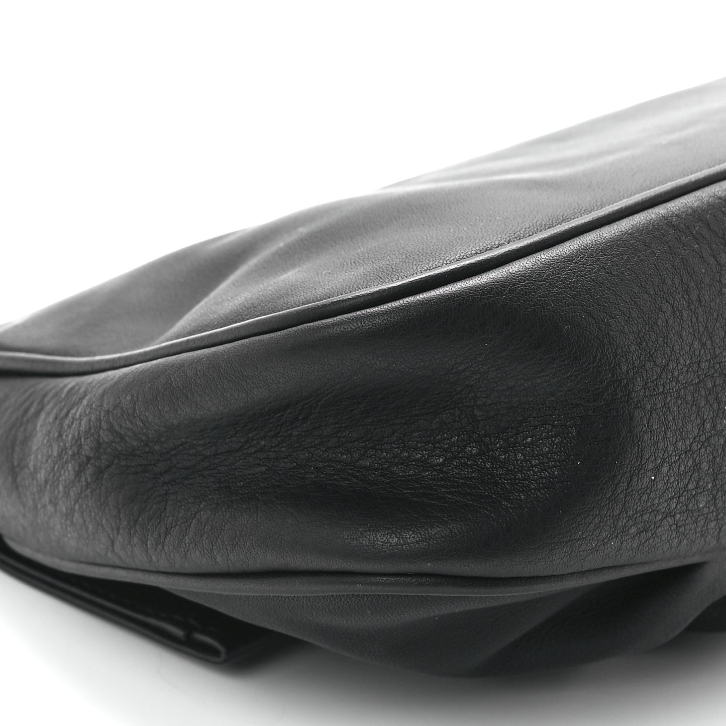 Vitello Flamingo Enamel Fendista Pouchette Crossbody Black