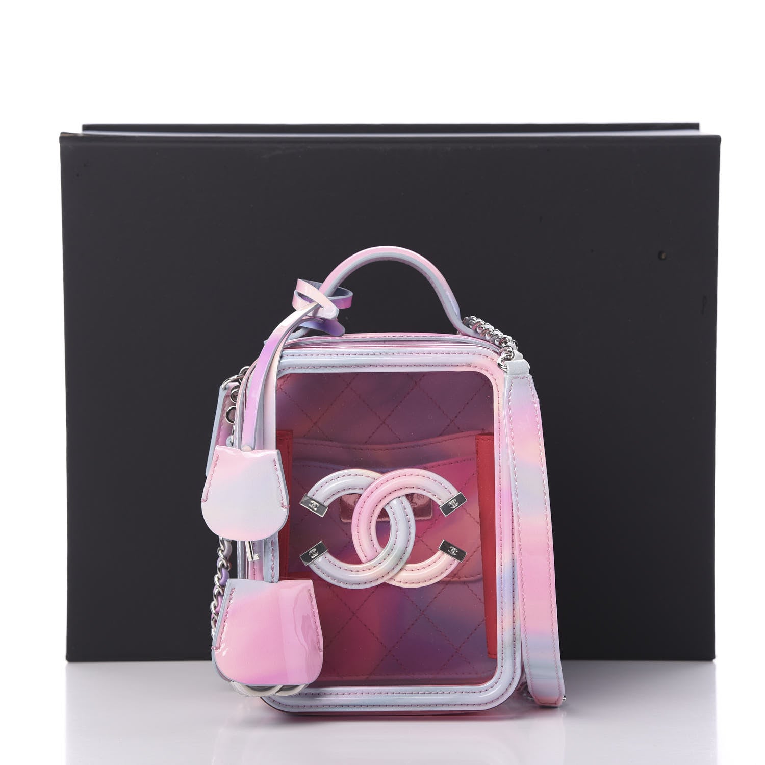Chanel PVC Patent Calfskin Patent Lambskin Vertical Vanity Case Pink 11 of 11