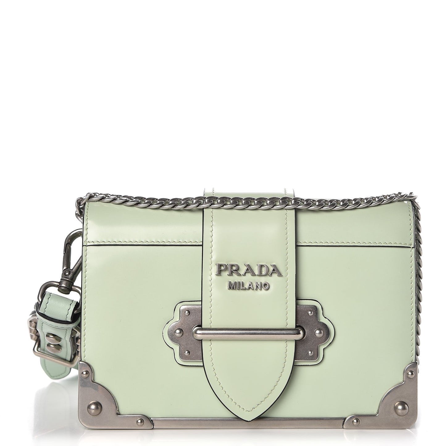 Spazzolato Soft Calf Cahier Chain Wristlet Acqua