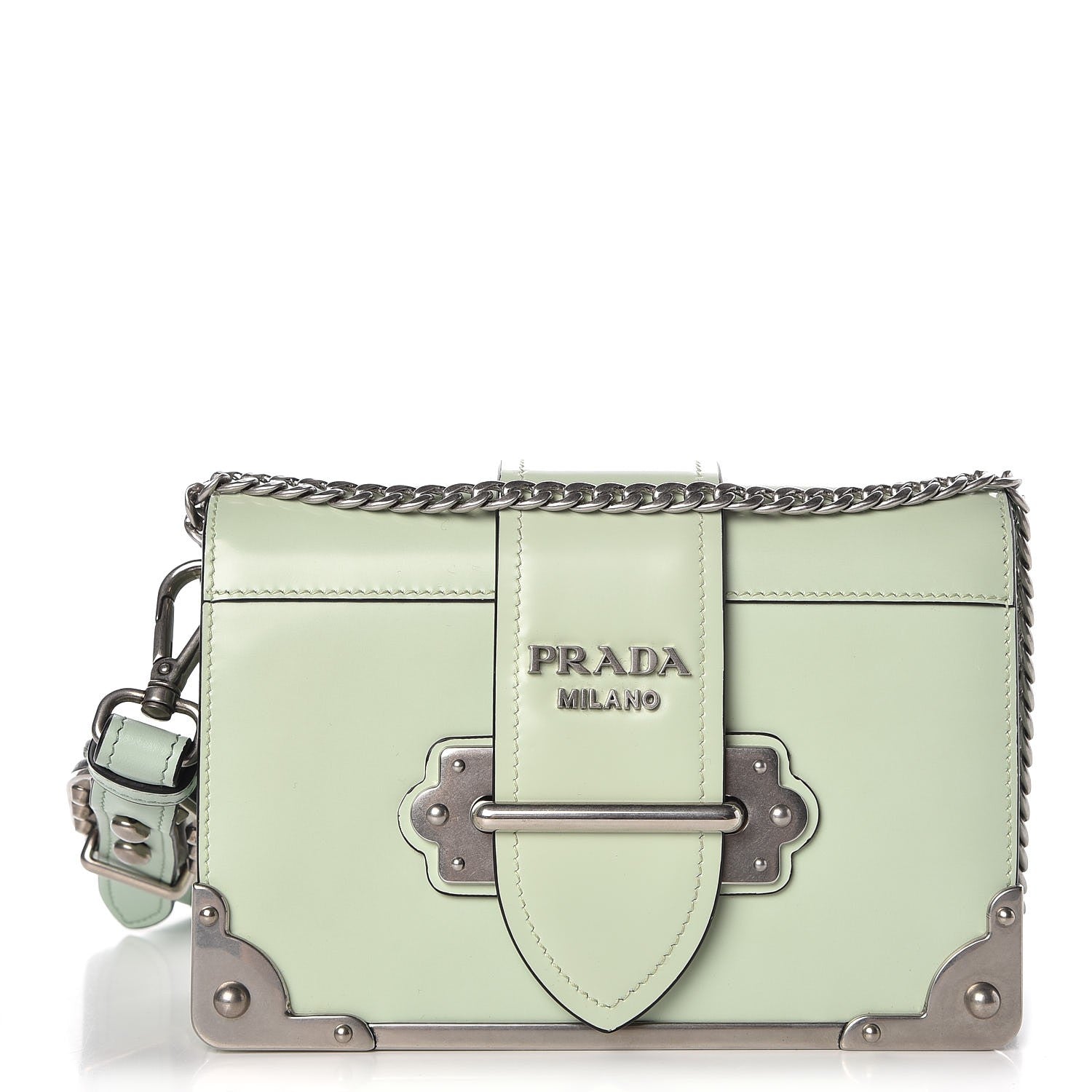 Prada Spazzolato Soft Calf Cahier Chain Wristlet Acqua 3 of 10