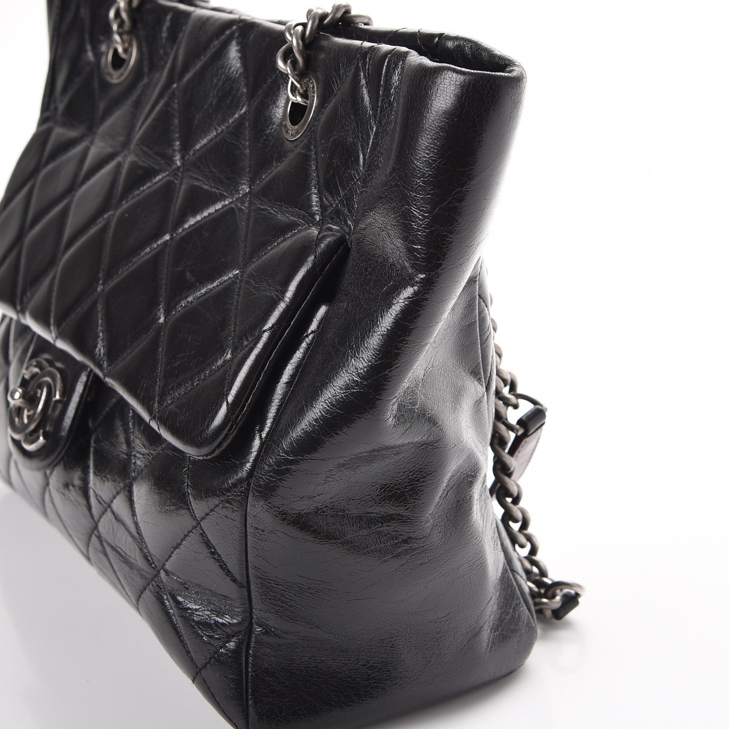 Chanel Glazed Calfskin Quilted Small Duo Color Tote Black 8 of 15