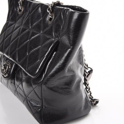 Chanel Glazed Calfskin Quilted Small Duo Color Tote Black 8 of 15