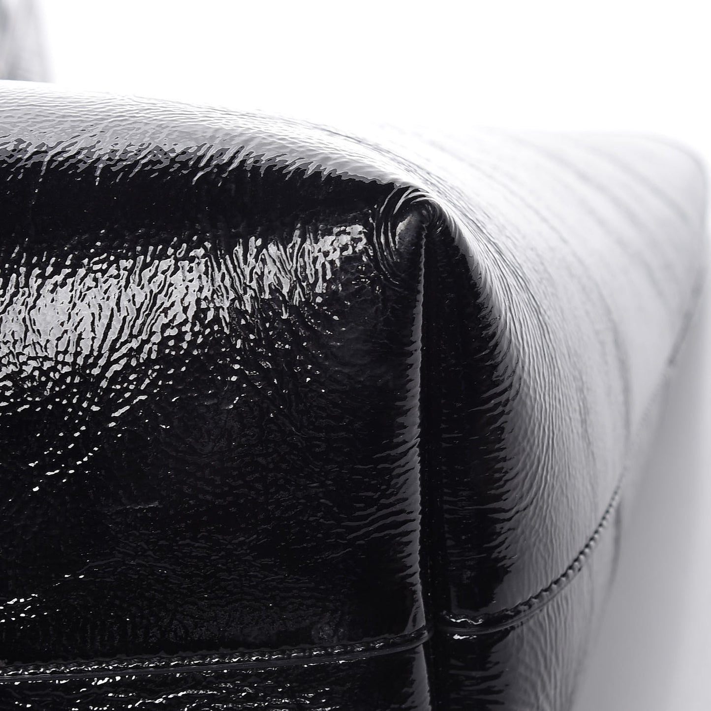 Patent Calfskin Large Shopping Tote Black