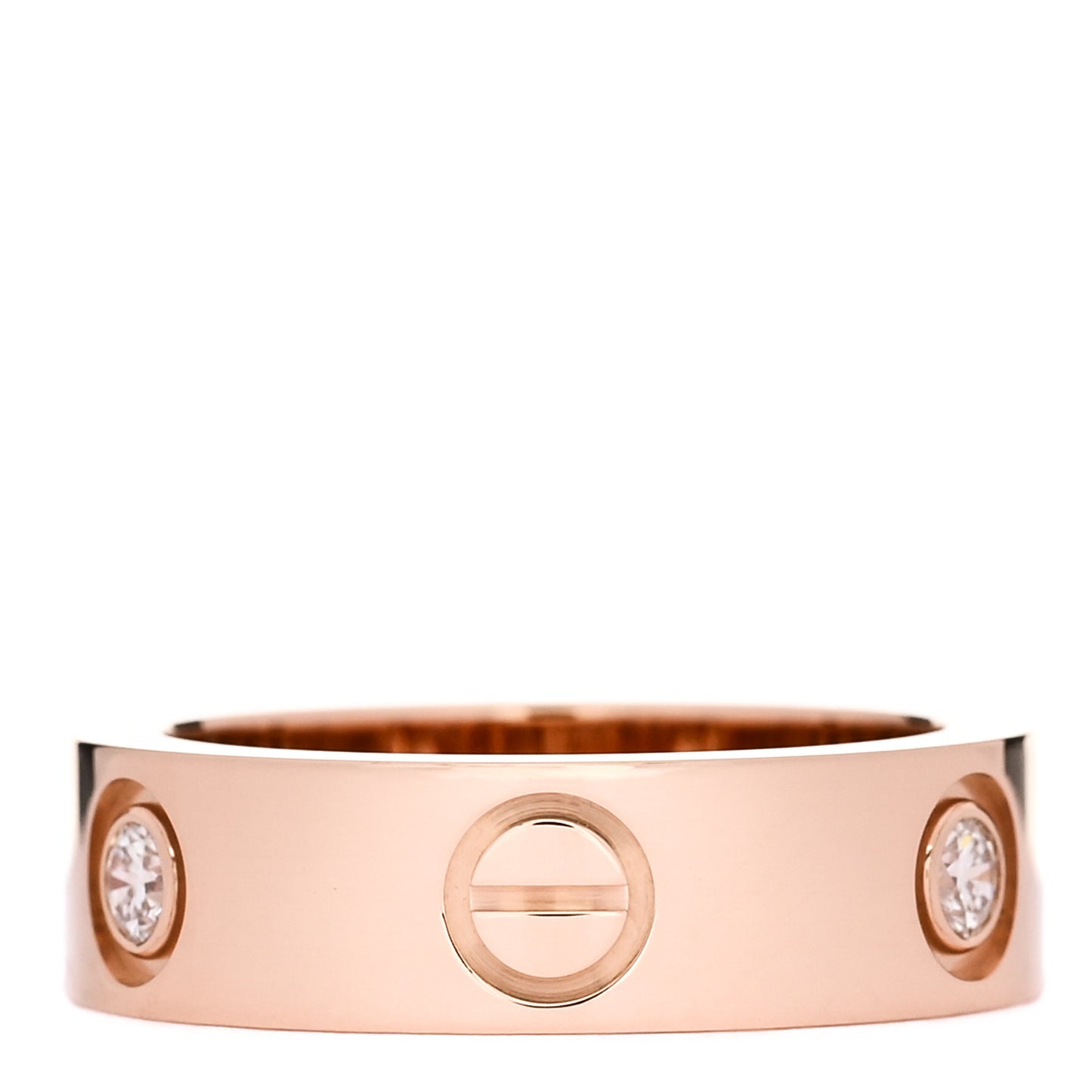 18K Pink Gold 3 Diamond 5.5mm LOVE Ring 50 5.25