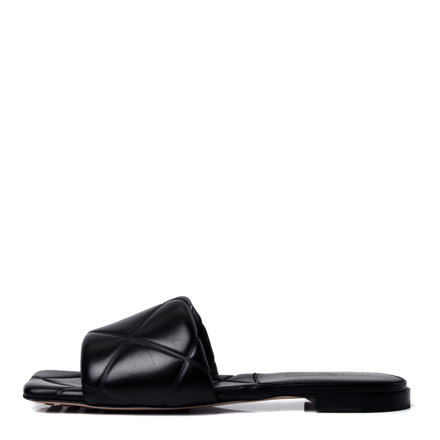 Nappa Quilted Rubber Lido Flat Sandals 37.5 Black