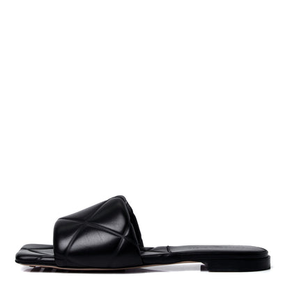 Bottega Veneta Nappa Quilted Rubber Lido Flat Sandals 37.5 Black 1 of 6