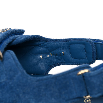 Chanel Suede Calfskin Velcro Dad Sandals 41.5 Blue 8 of 9