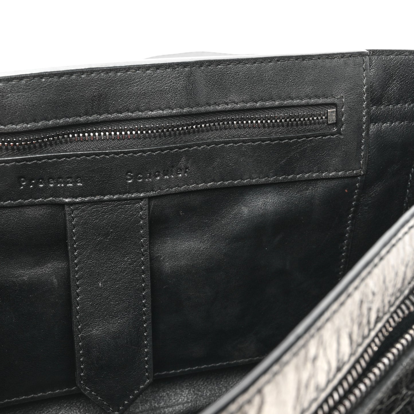 Metallic Paper Lambskin Medium PS1 Plus Zip Satchel Gun Metal