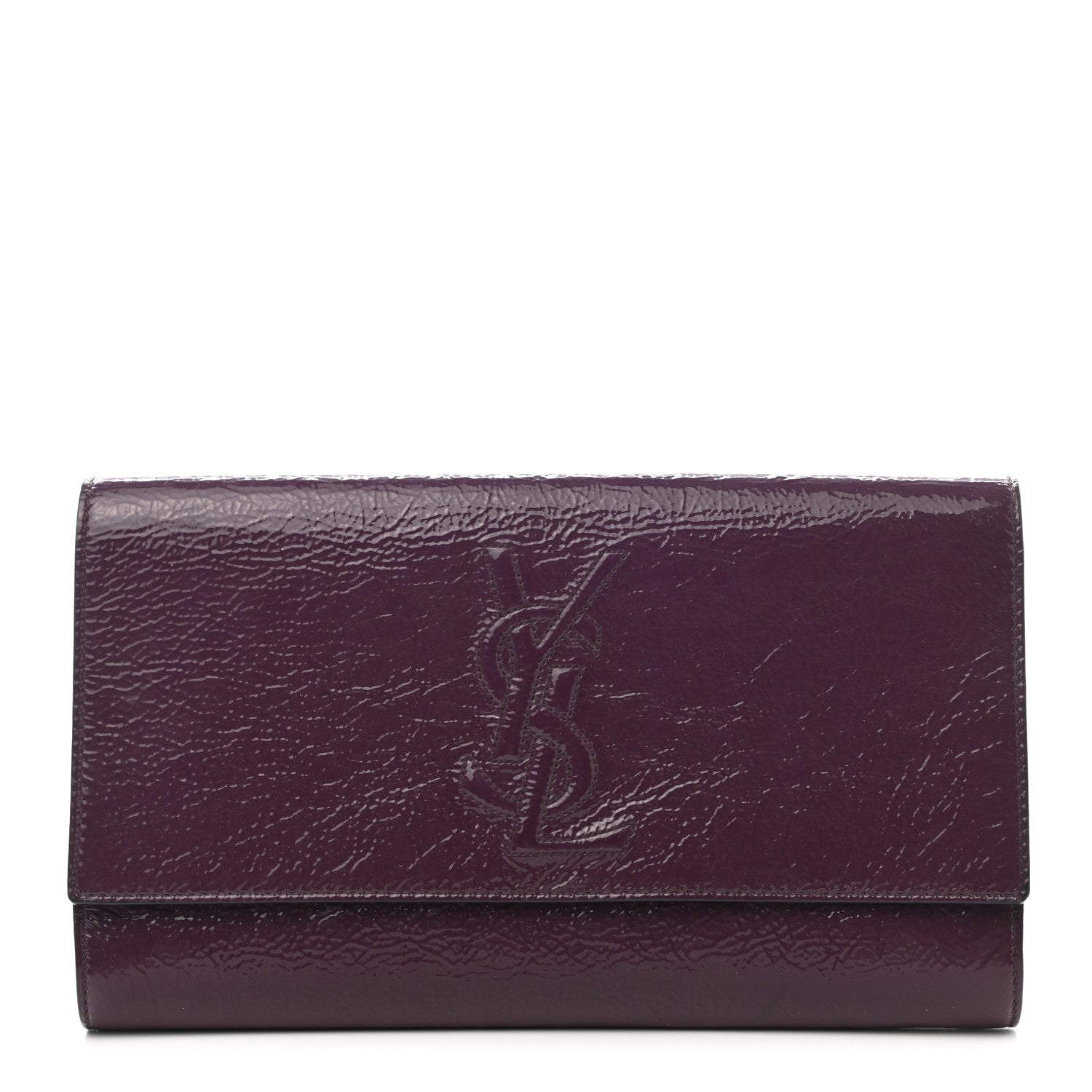 Saint Laurent Textured Patent Monogram Large Belle De Jour Clutch Purple 1 of 8