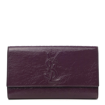 Saint Laurent Textured Patent Monogram Large Belle De Jour Clutch Purple 1 of 8