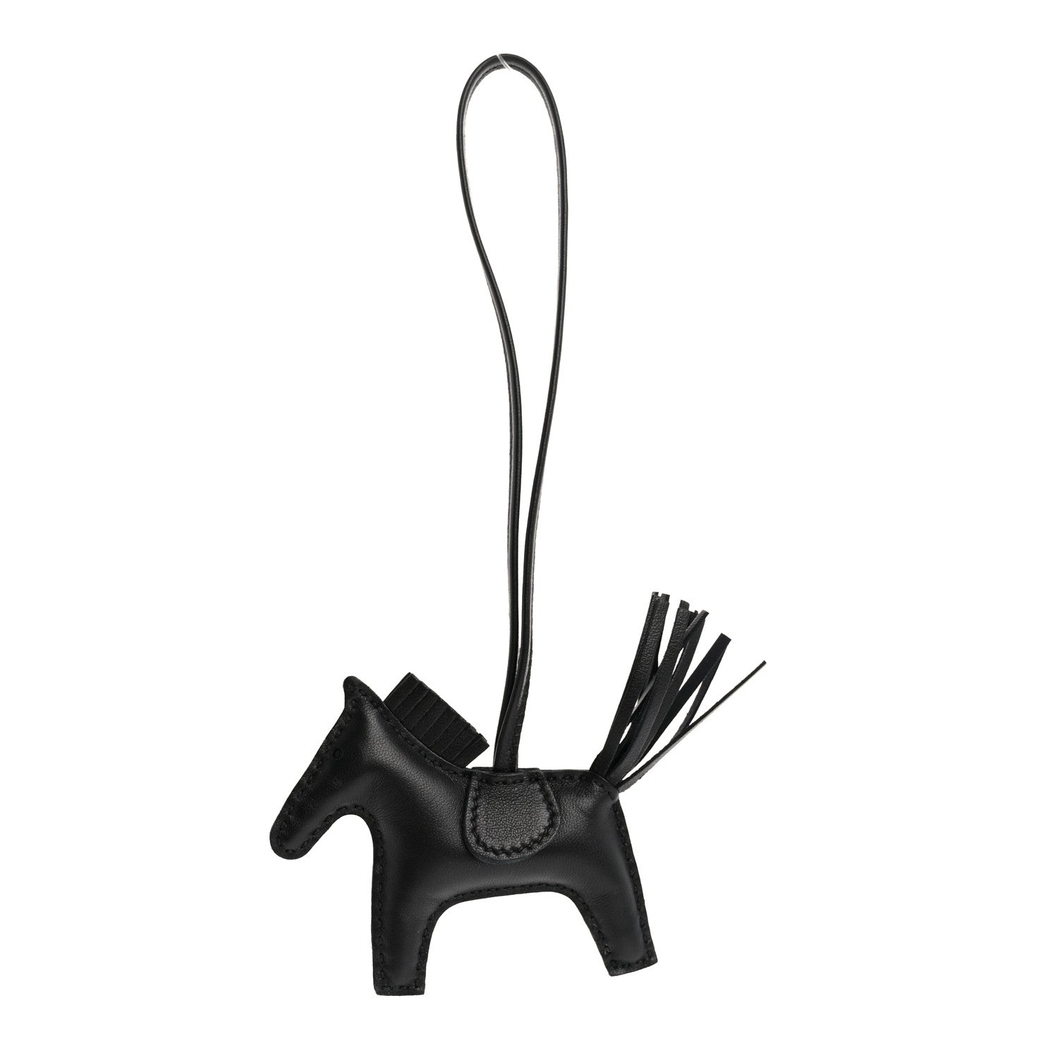 Hermes Milo Lambskin Grigri Rodeo Horse Bag Charm PM So Black 1 of 5