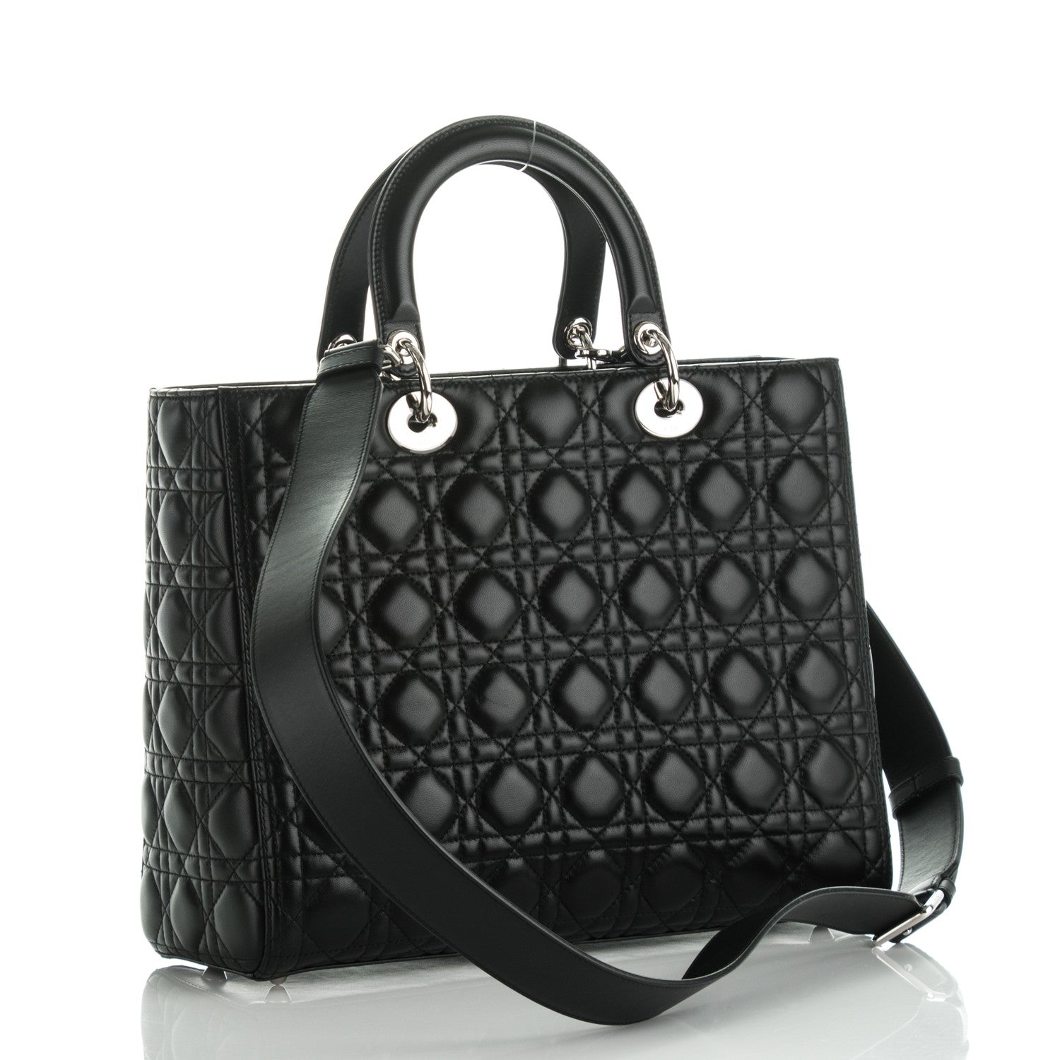 Christian Dior Lambskin Cannage Large Lady Dior Black 3 of 7
