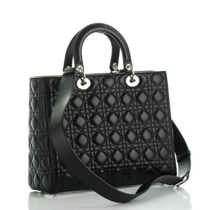 Christian Dior Lambskin Cannage Large Lady Dior Black 3 of 7