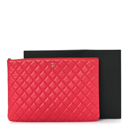 Chanel Lambskin Quilted Large Cosmetic Case Red 16 of 16