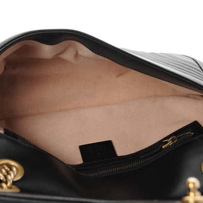 Gucci Calfskin Matelasse Small GG Marmont Shoulder Bag Black 5 of 7