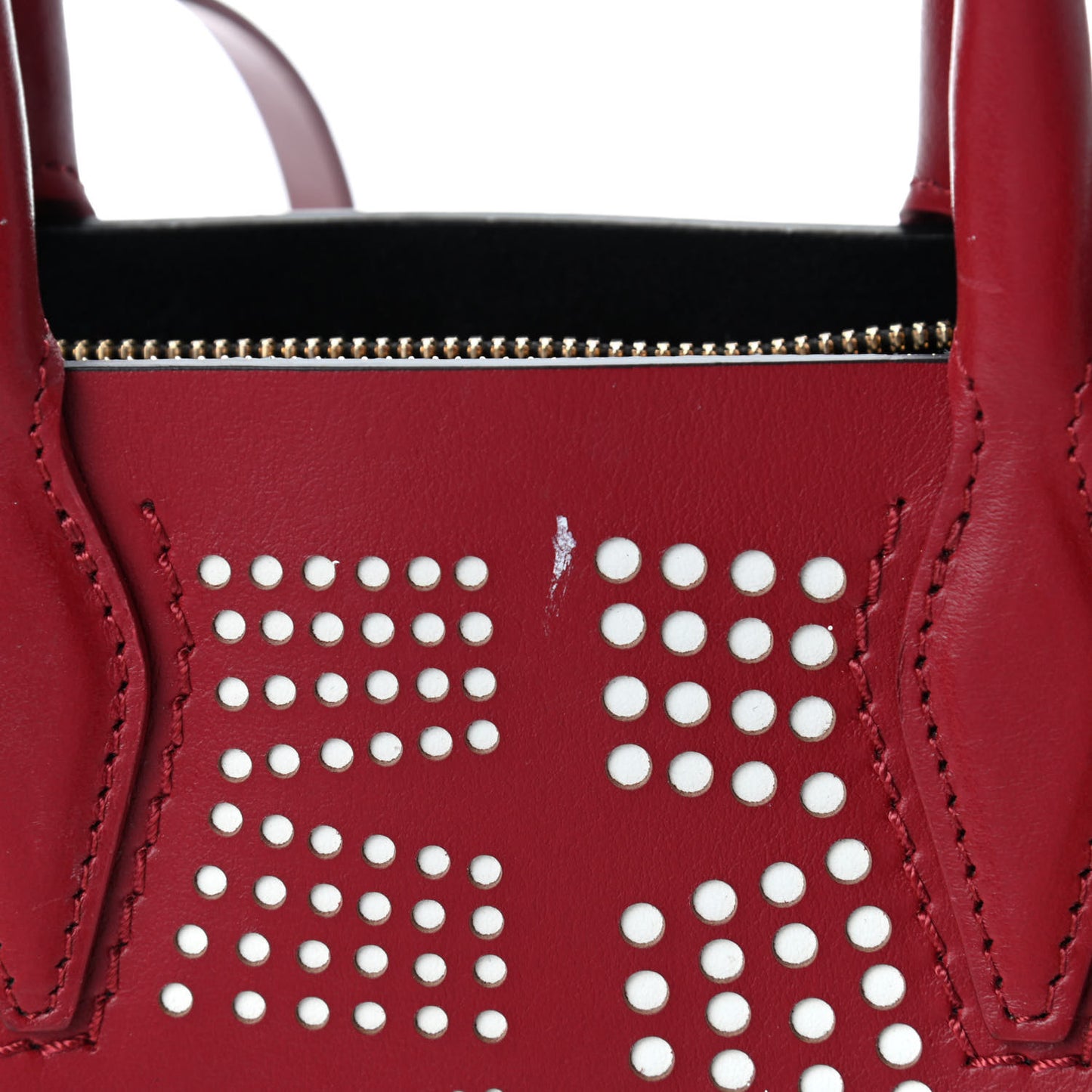 Calfskin Perforated Logo Tote Red