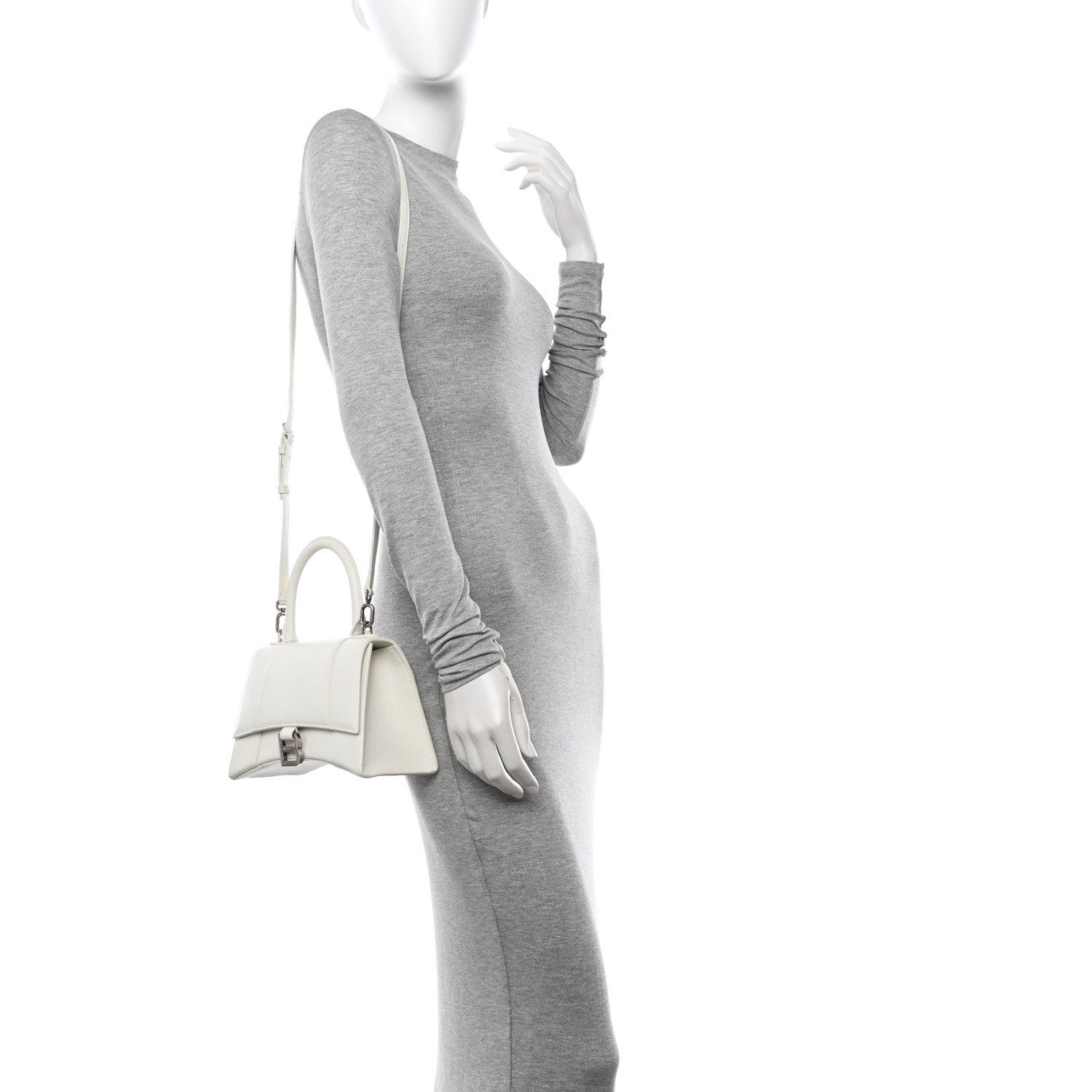 Balenciaga Grained Calfskin Small Hourglass Top Handle Bag White 2 of 10