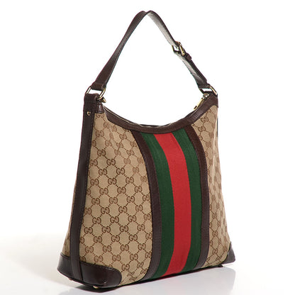 Gucci Monogram Vintage Web Medium Hobo Dark Brown 3 of 9