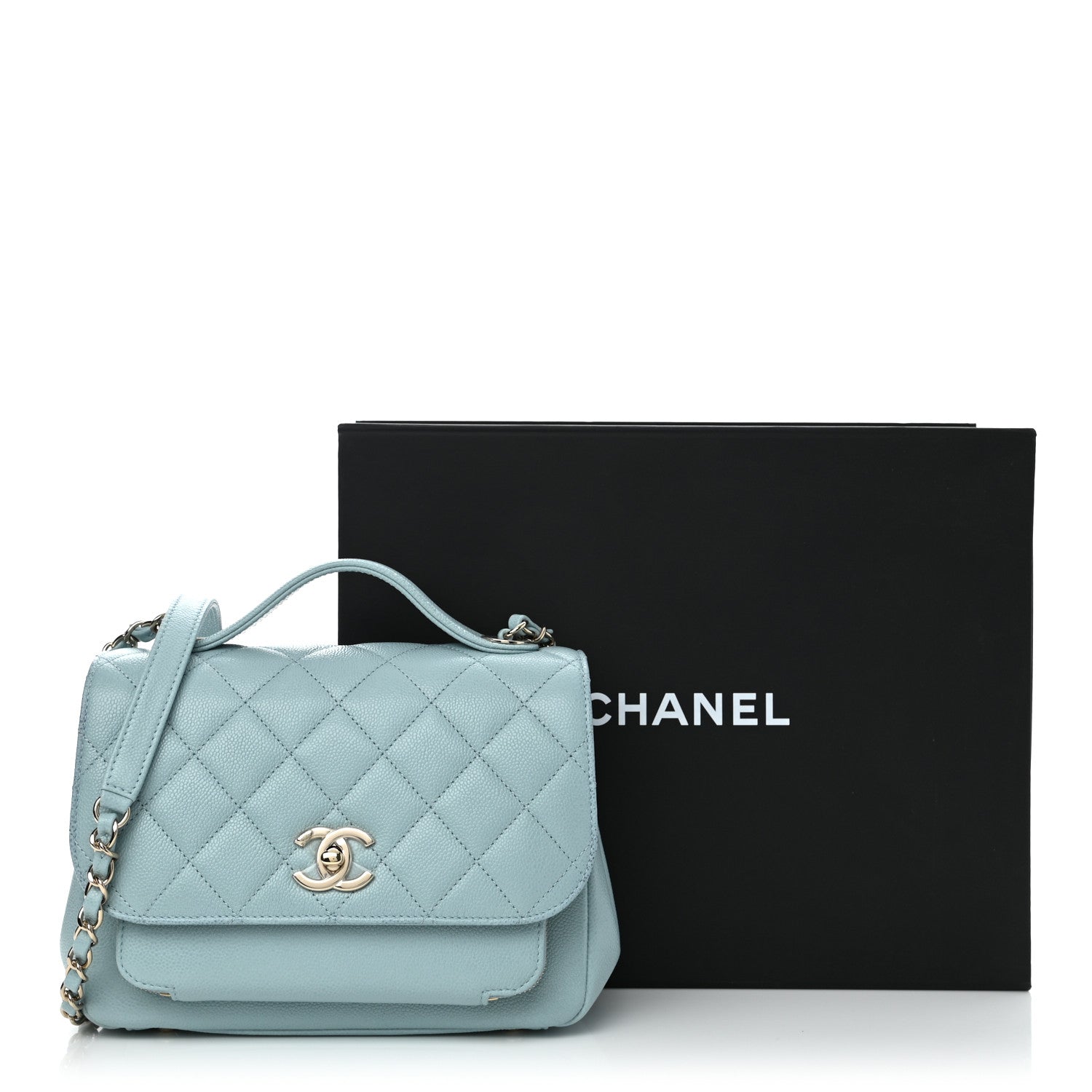 Chanel Caviar Quilted Medium Business Affinity Flap Light Blue 11 of 11