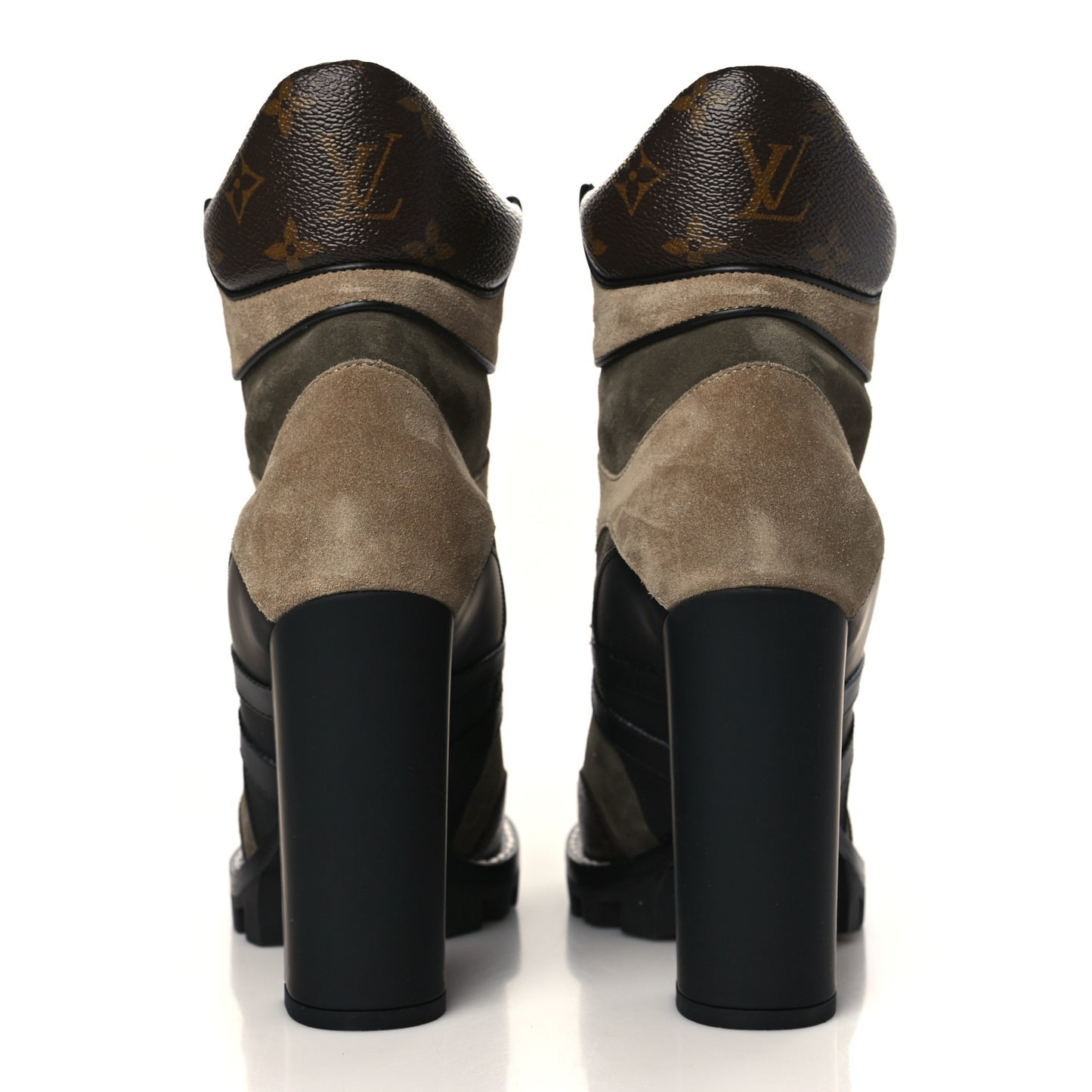 Suede Calfskin Monogram Star Trail Ankle Boots 39 Khaki