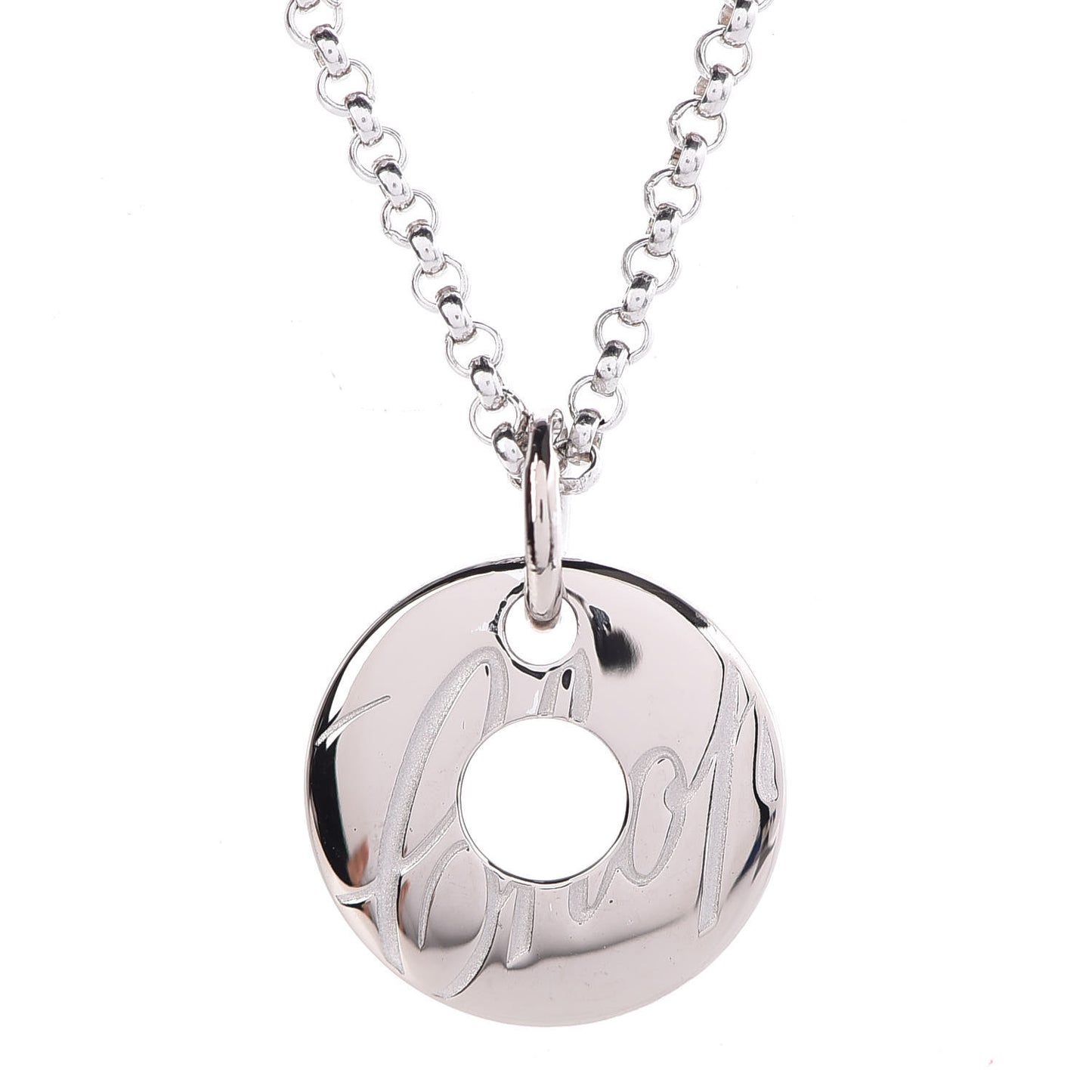 18K White Gold Chopardissimo Disc Pendant Necklace