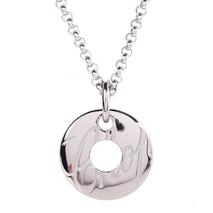 Chopard 18K White Gold Chopardissimo Disc Pendant Necklace 7 of 7