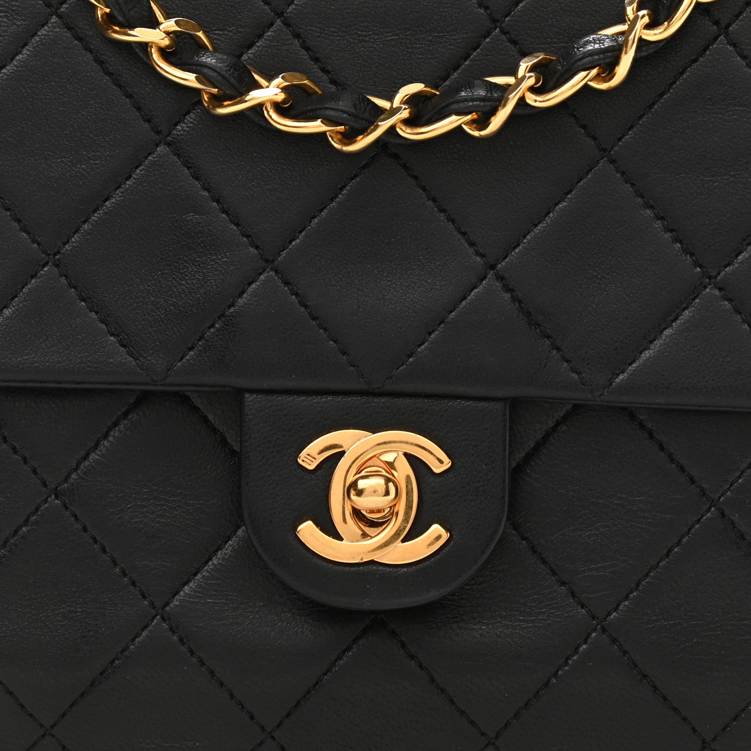 Chanel Lambskin Quilted Mini Square Flap Bag Black 8 of 11
