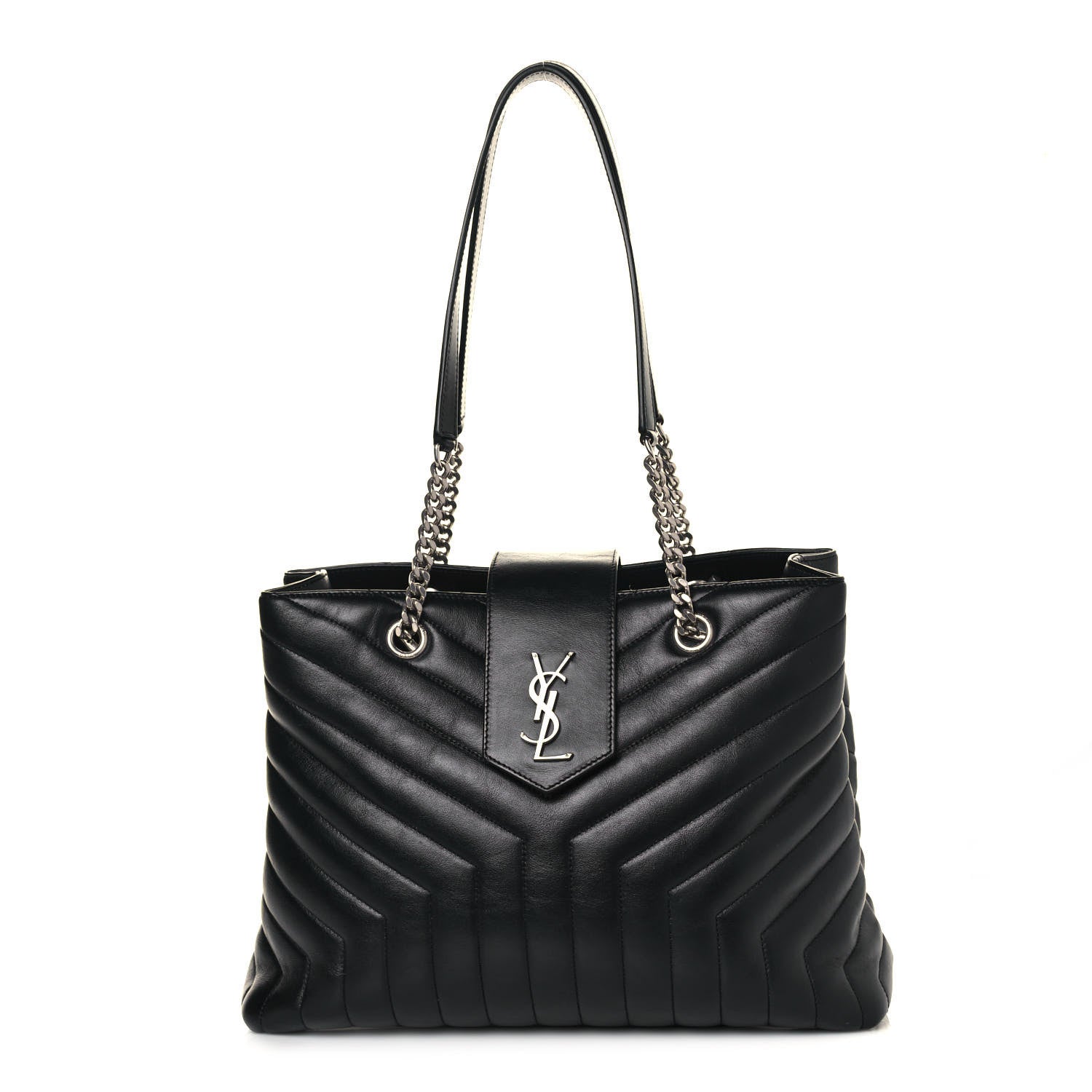 Saint Laurent Calfskin Y Quilted Monogram Large Loulou Shopper Black 1 of 16