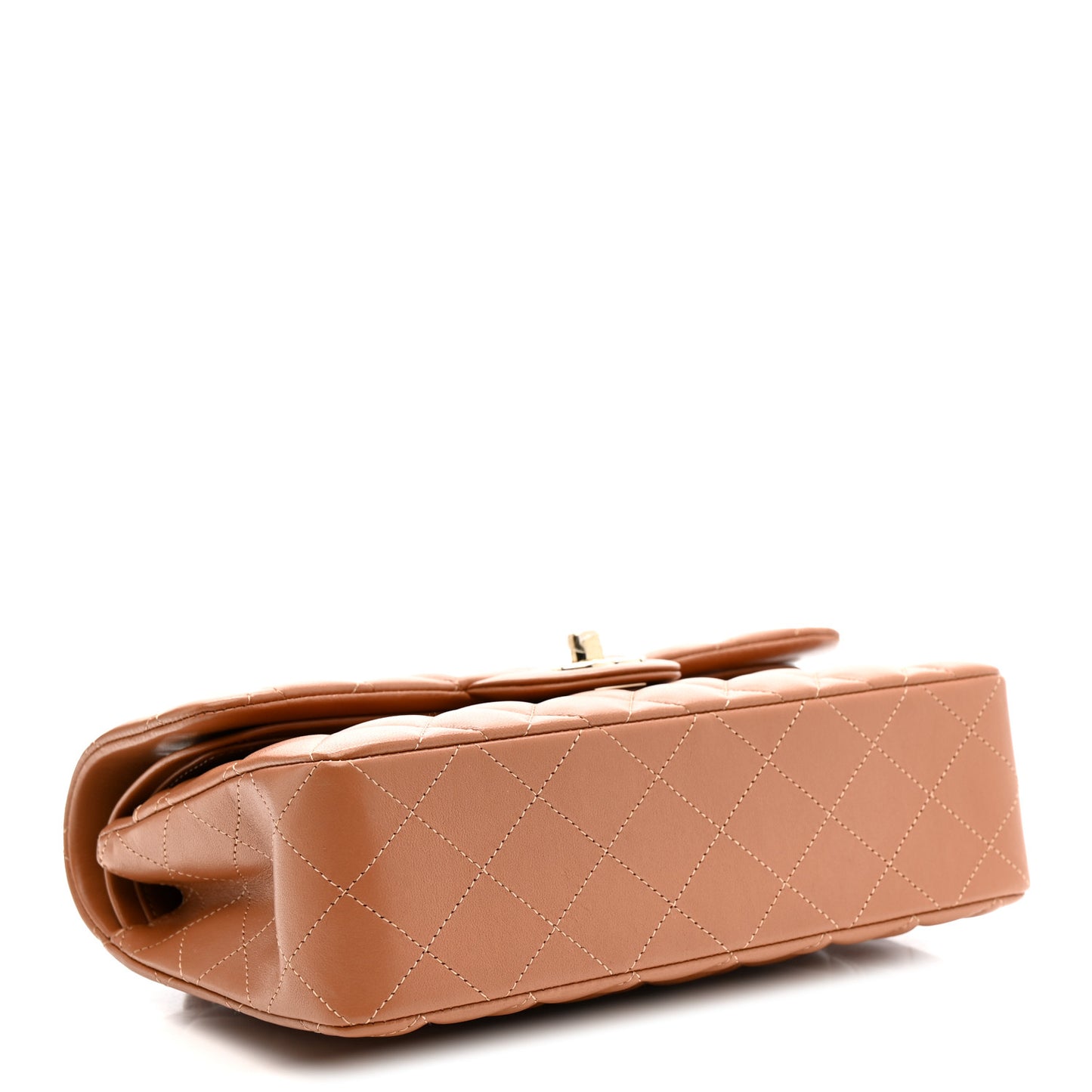 Lambskin Quilted Small Double Flap Brown