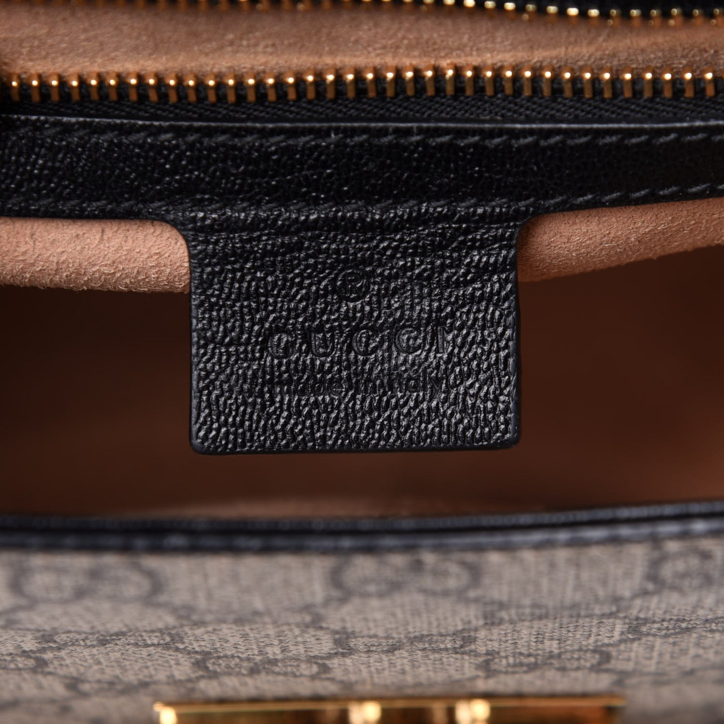 GG Supreme Monogram Calfskin Small Padlock Messenger Shoulder Bag Beige Black Cuir
