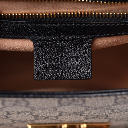 Gucci GG Supreme Monogram Calfskin Small Padlock Messenger Shoulder Bag Beige Black Cuir 9 of 16