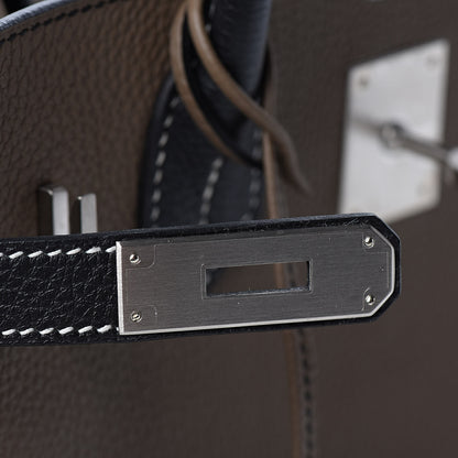 Hermes Togo Horseshoe Birkin 30 Black Etoupe 21 of 29