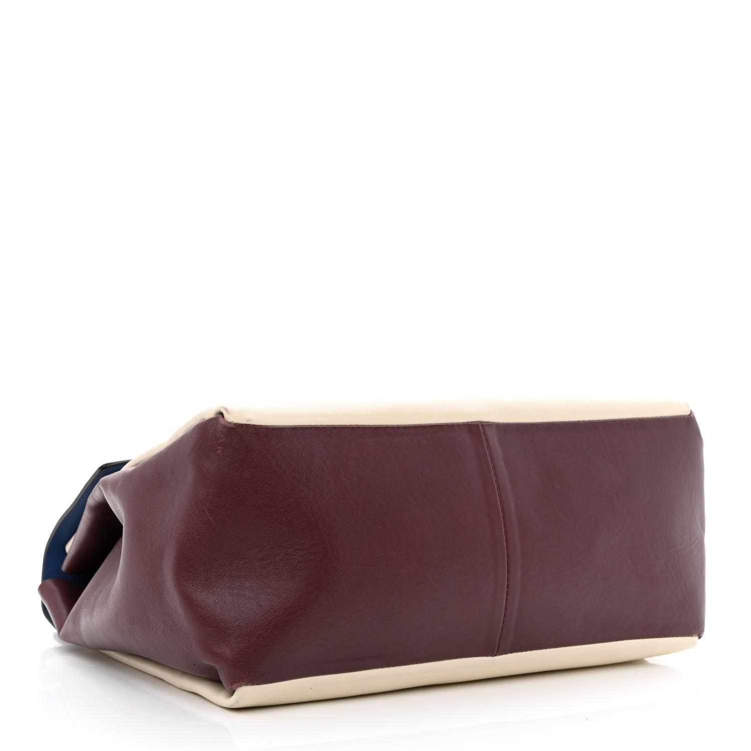 Valentino Garavani Calfskin Colorblock Single Handle Satchel Cream Blue Burgundy 4 of 14