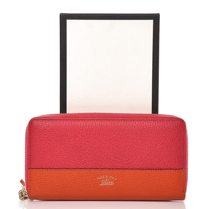 Gucci Pebbled Calfskin Bamboo Tassel Zip Around Wallet Pink Orange 11 of 11