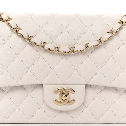 Chanel Caviar Quilted Medium Double Flap White 8 of 11