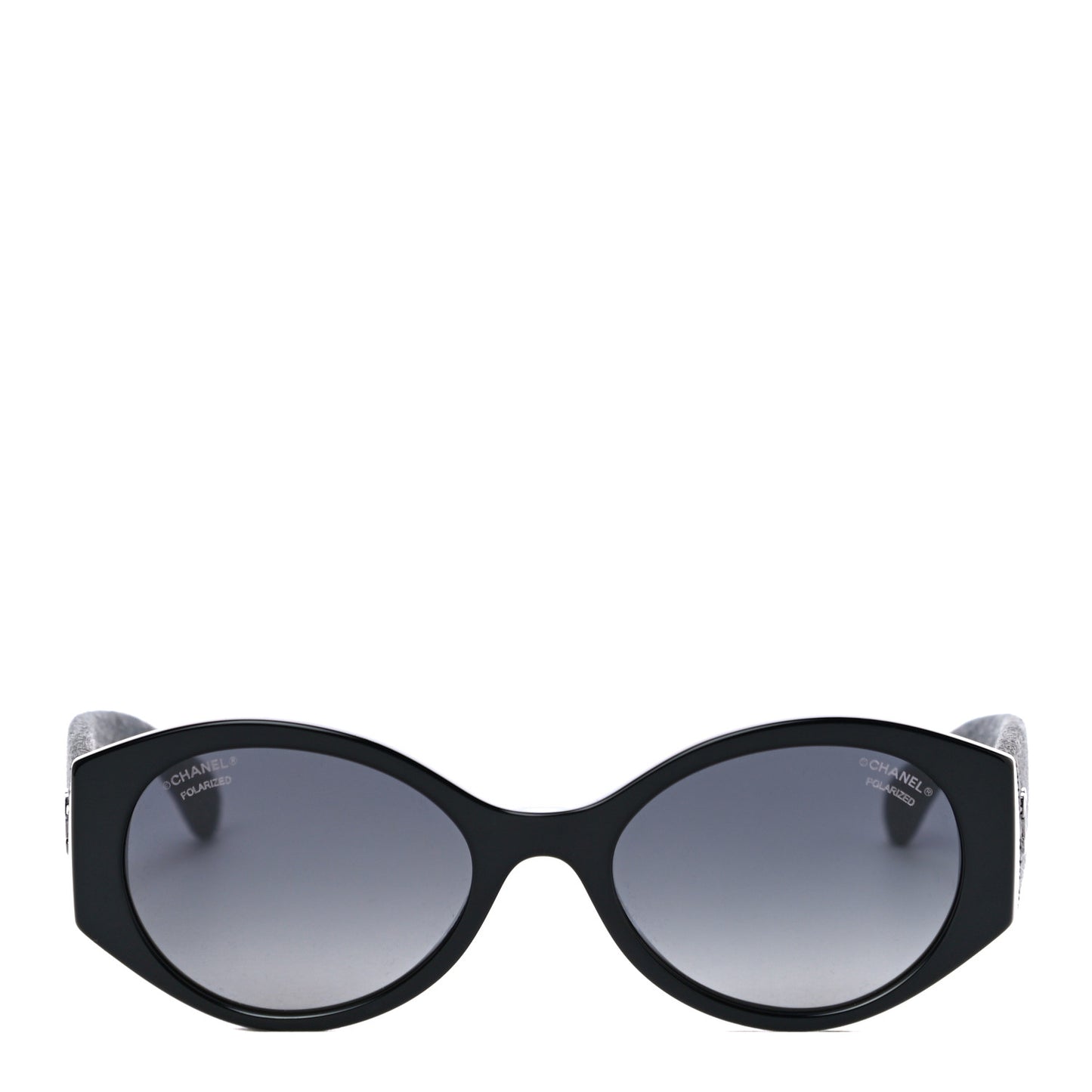 Acetate Denim Oval Polarized Sunglasses 5405 Black Blue
