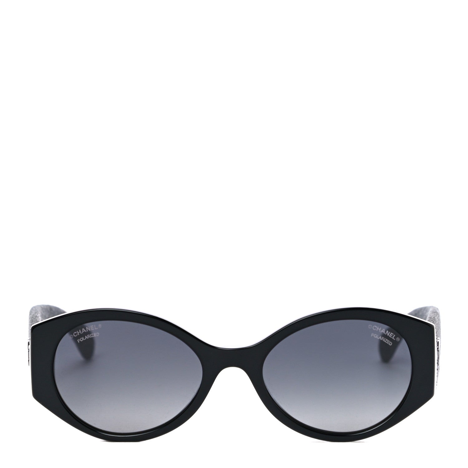 Chanel Acetate Denim Oval Polarized Sunglasses 5405 Black Blue 4 of 9