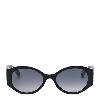 Chanel Acetate Denim Oval Polarized Sunglasses 5405 Black Blue 4 of 9