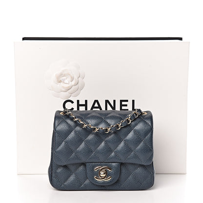 Chanel Iridescent Caviar Quilted Mini Square Flap Dark Blue 10 of 10