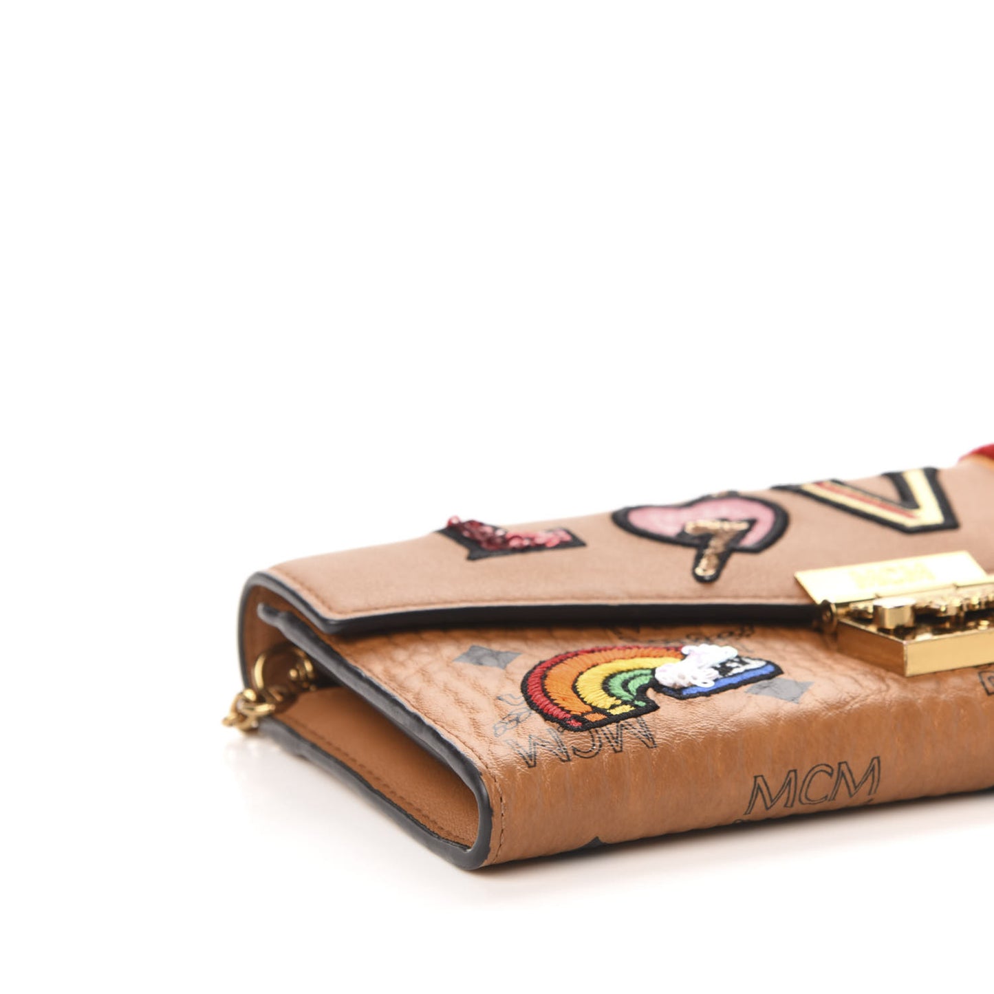 Visetos Large Patricia Love Patch Wallet On Chain Cognac