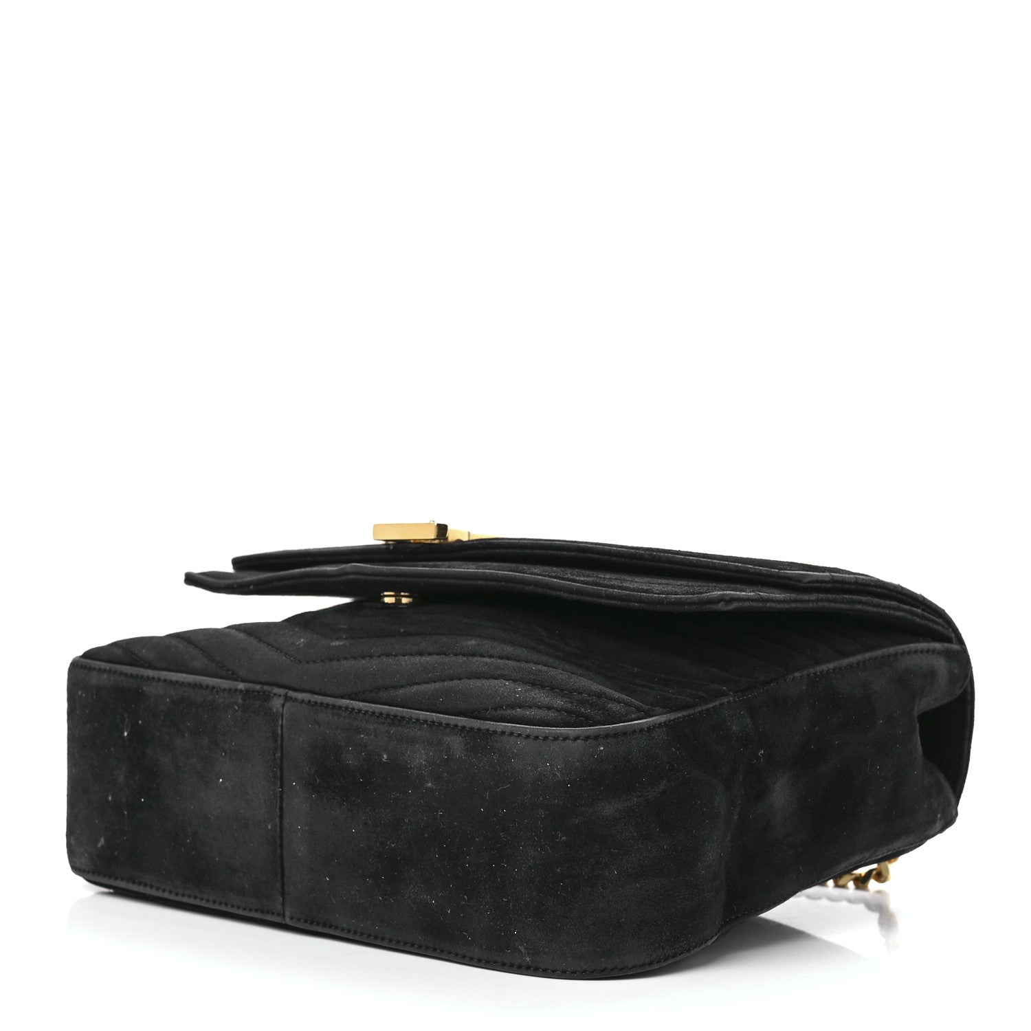 Saint Laurent Suede Matelasse Chevron Monogram Medium Sulpice Black 11 of 14
