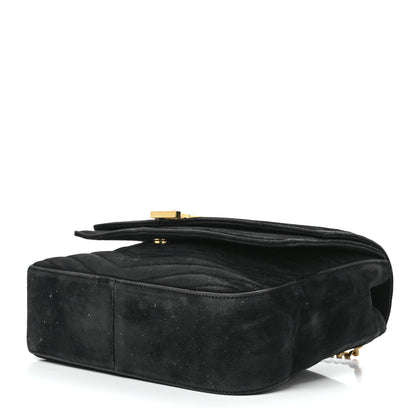 Saint Laurent Suede Matelasse Chevron Monogram Medium Sulpice Black 11 of 14