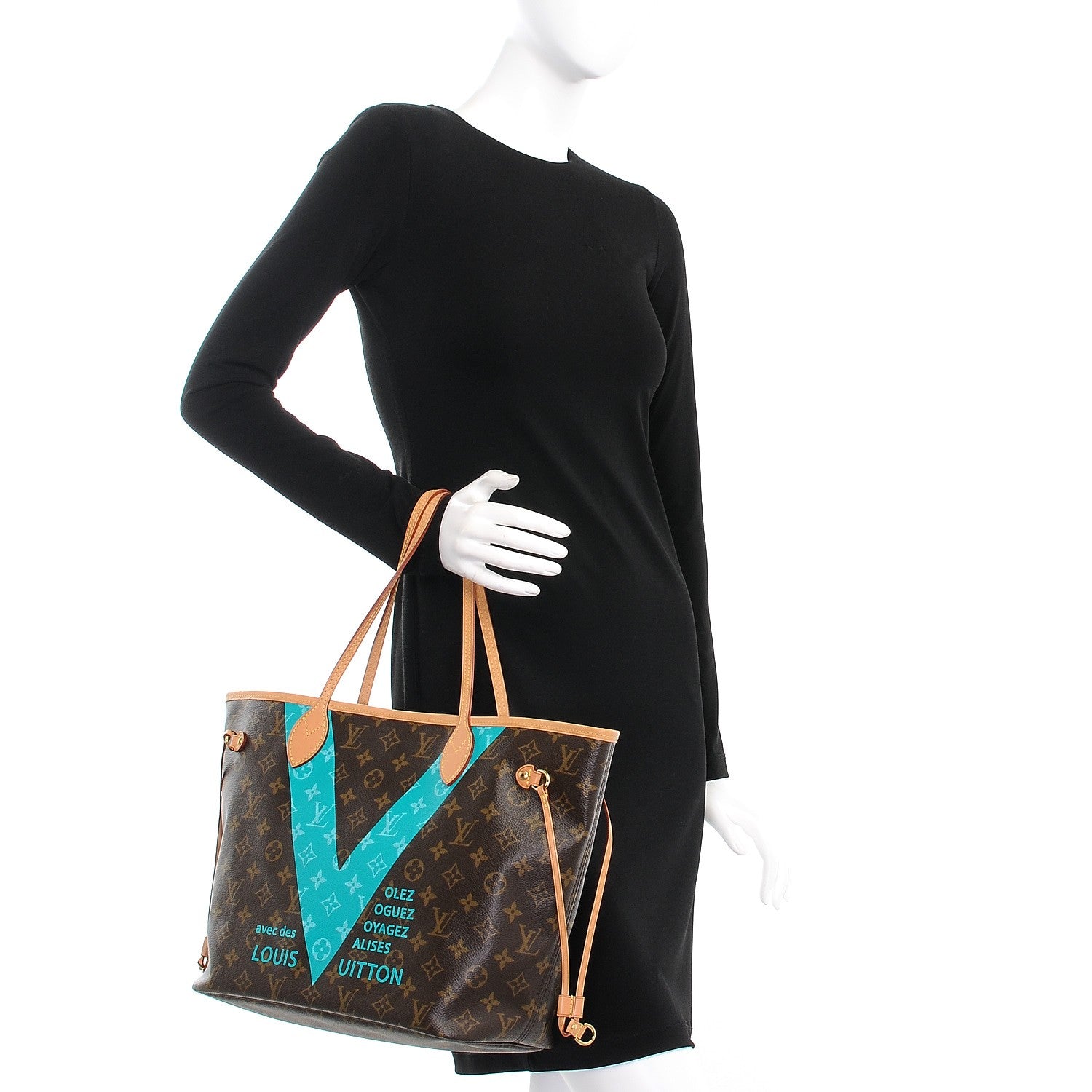 Louis Vuitton Monogram V Neverfull MM Turquoise 2 of 8