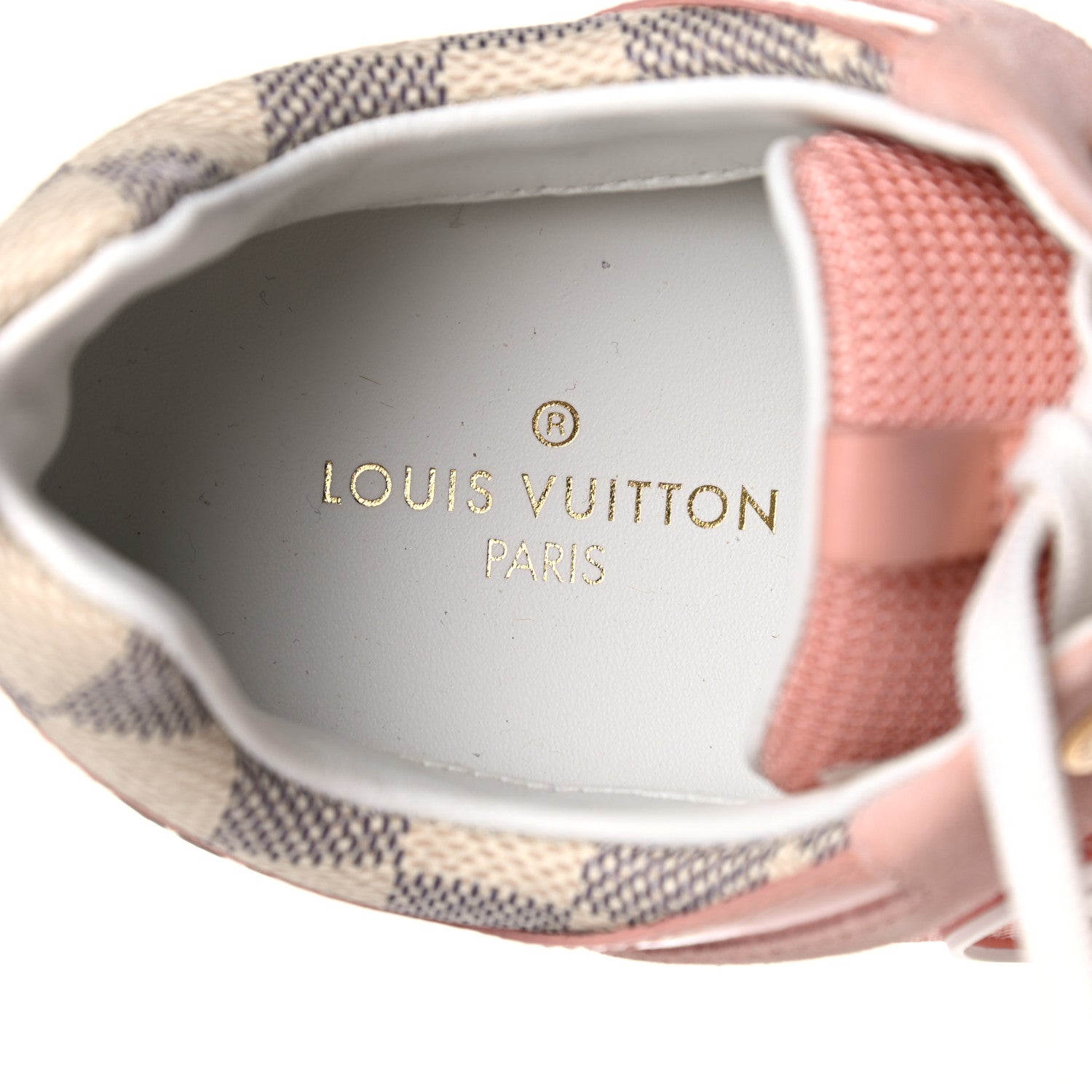 Louis Vuitton Suede Damier Azur Run Away Sneakers 35.5 Pink 7 of 9