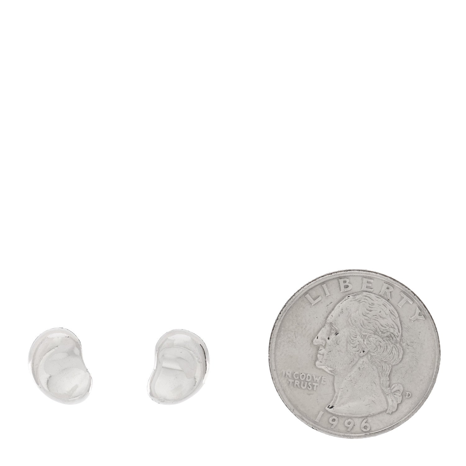 Tiffany Sterling Silver 12mm Elsa Peretti Bean Earrings 2 of 4