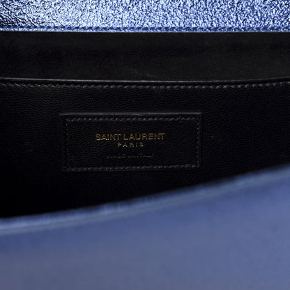 Saint Laurent Metallic Calfskin Monogram Kate Clutch Navy 6 of 9