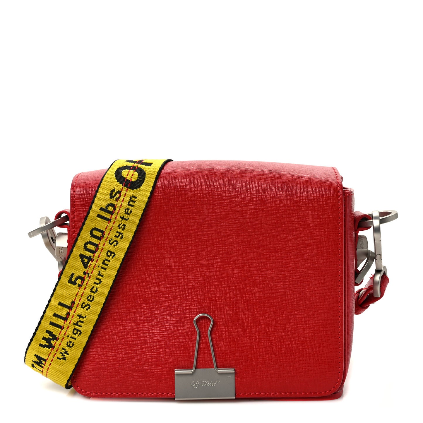 Saffiano Binder Clip Flap Shoulder Bag Red