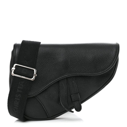 Christian Dior Grained Calfskin Mens Mini Saddle Bag Black 1 of 14